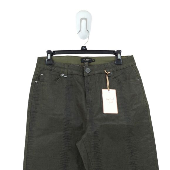 Ted Baker Women 29 Shiney Skinny Jeans Khaki Green Crocodile Effect NEW - Picture 4 of 9